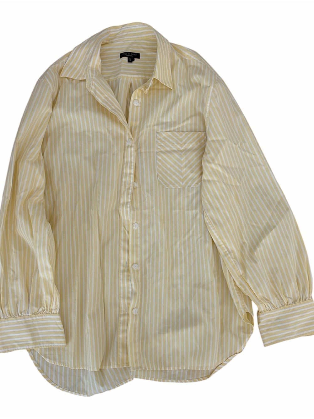 rag & bone Yellow and White Striped Women's Button-Down Shirt